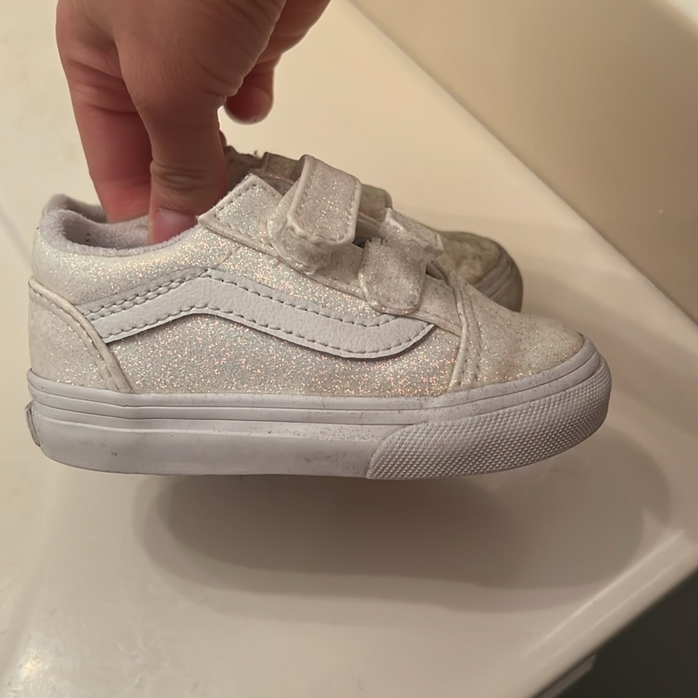 Vans white glitter